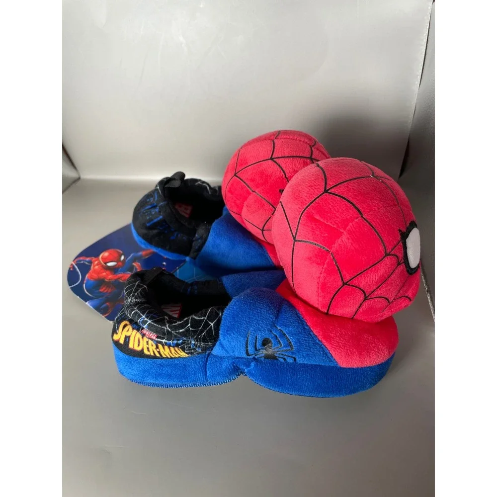 Marvel Spider-Man Toddler Plush 3D Character Slippers Red Blue Size 9-10 NEW